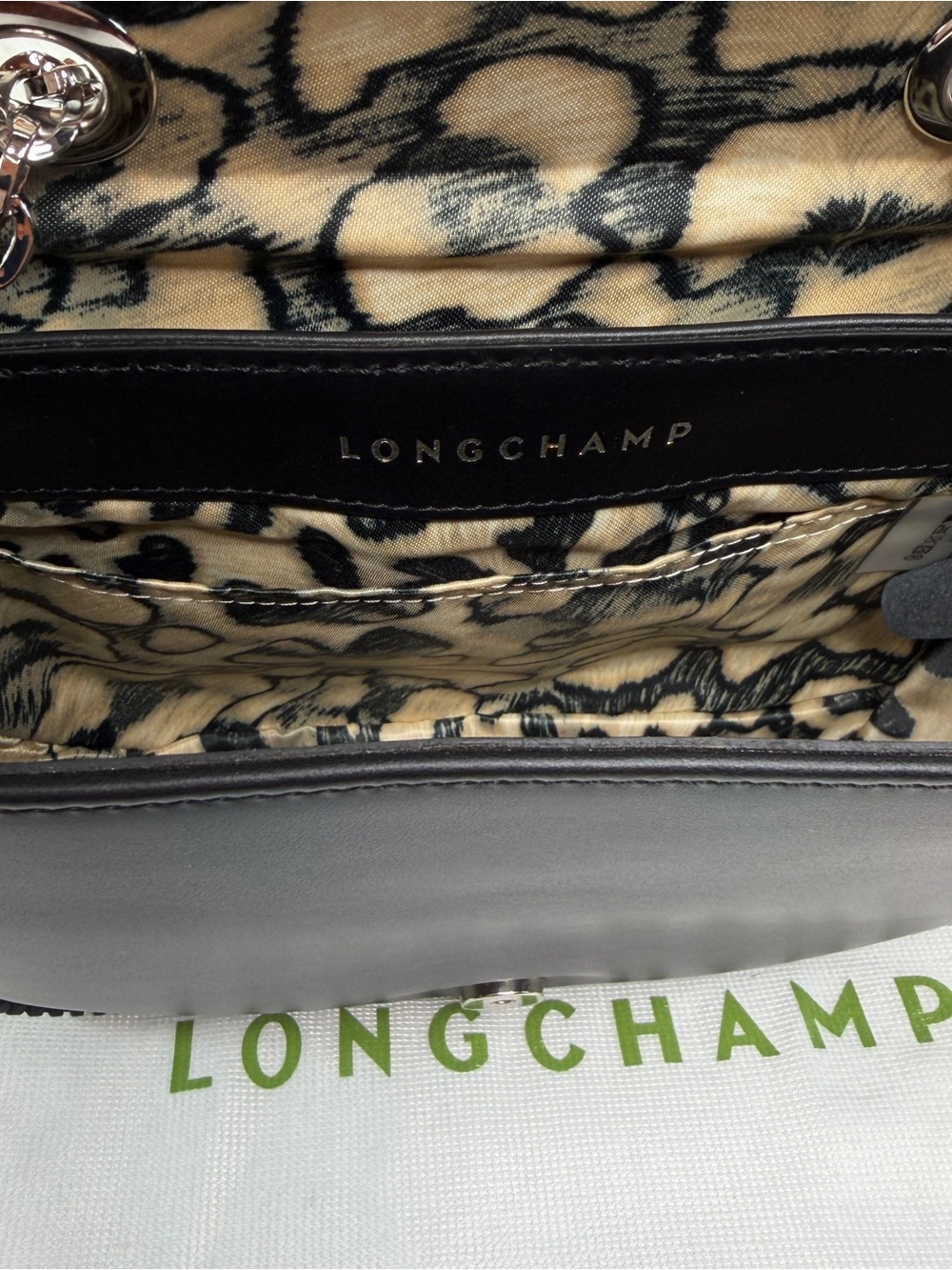 Longchamp Amazone Small Leather Crossbody Bag - Black - Picture 7 of 10